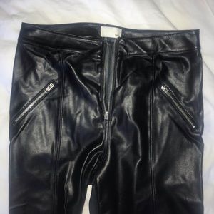 Aritzia Faux Leather pants with zipper pockets